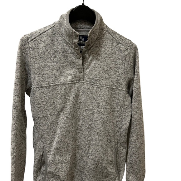 ✨SOLD✨ Simply Southern Quarter Button Pullover Fleece in Heather Gray - Picture 3 of 5